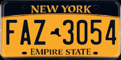 NY license plate FAZ3054