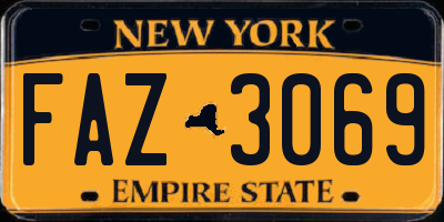 NY license plate FAZ3069