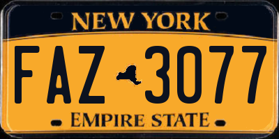 NY license plate FAZ3077