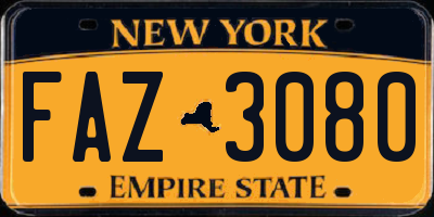 NY license plate FAZ3080
