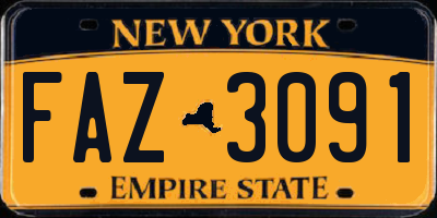 NY license plate FAZ3091