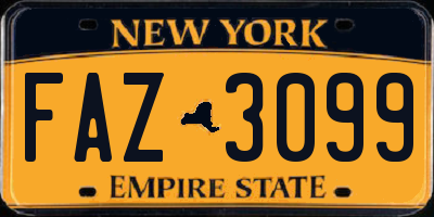 NY license plate FAZ3099