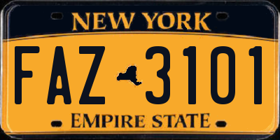 NY license plate FAZ3101