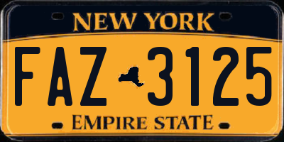 NY license plate FAZ3125