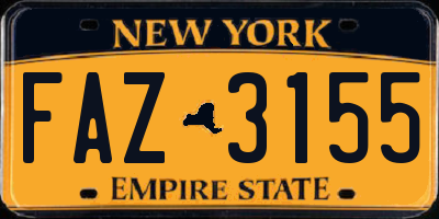 NY license plate FAZ3155