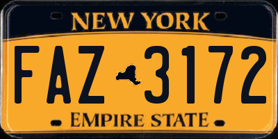 NY license plate FAZ3172