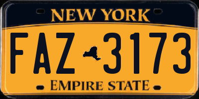 NY license plate FAZ3173