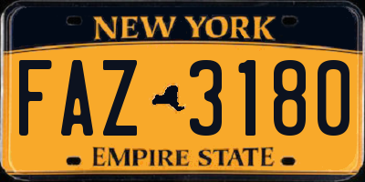 NY license plate FAZ3180