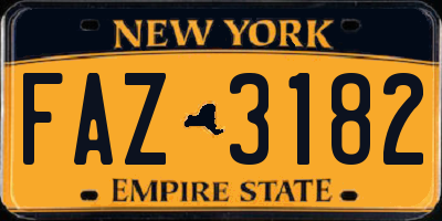 NY license plate FAZ3182