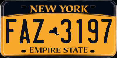 NY license plate FAZ3197