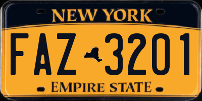 NY license plate FAZ3201