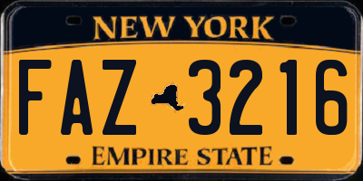 NY license plate FAZ3216