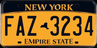 NY license plate FAZ3234