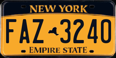 NY license plate FAZ3240