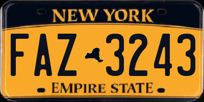 NY license plate FAZ3243