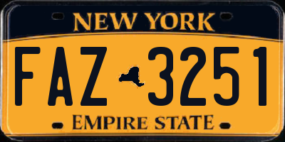 NY license plate FAZ3251