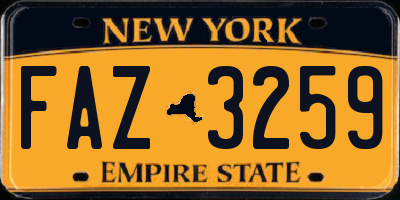 NY license plate FAZ3259