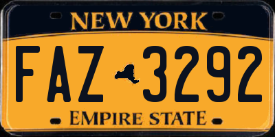 NY license plate FAZ3292