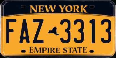 NY license plate FAZ3313
