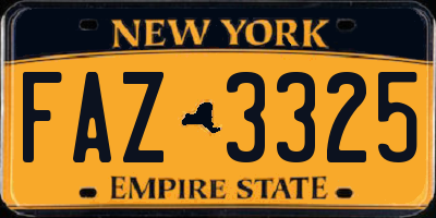NY license plate FAZ3325