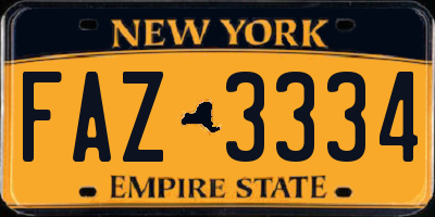 NY license plate FAZ3334