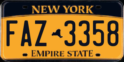 NY license plate FAZ3358