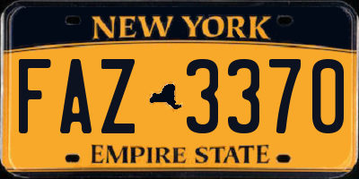 NY license plate FAZ3370