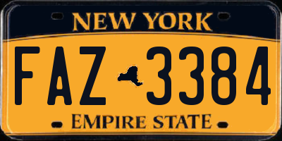 NY license plate FAZ3384