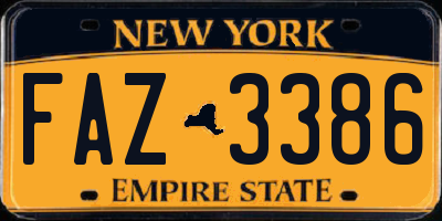 NY license plate FAZ3386