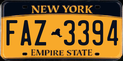 NY license plate FAZ3394