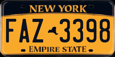 NY license plate FAZ3398