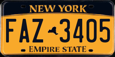 NY license plate FAZ3405