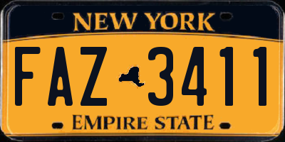NY license plate FAZ3411