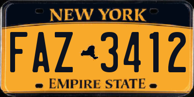 NY license plate FAZ3412