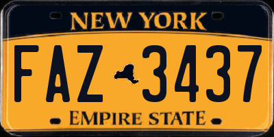 NY license plate FAZ3437