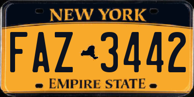 NY license plate FAZ3442