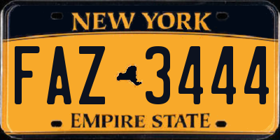NY license plate FAZ3444