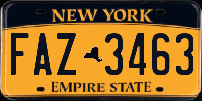 NY license plate FAZ3463
