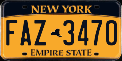 NY license plate FAZ3470