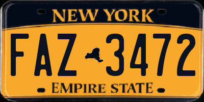 NY license plate FAZ3472