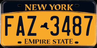 NY license plate FAZ3487