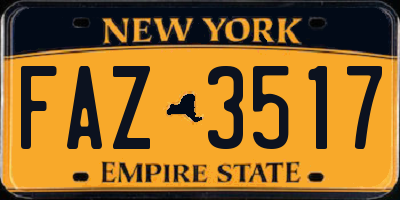 NY license plate FAZ3517
