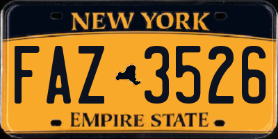NY license plate FAZ3526