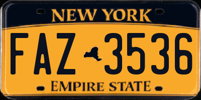 NY license plate FAZ3536