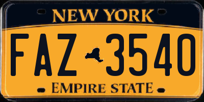 NY license plate FAZ3540