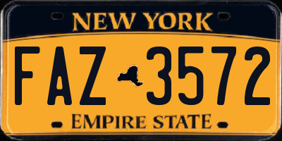 NY license plate FAZ3572