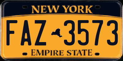 NY license plate FAZ3573