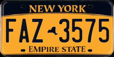 NY license plate FAZ3575