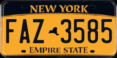 NY license plate FAZ3585