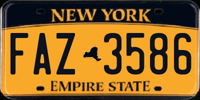 NY license plate FAZ3586